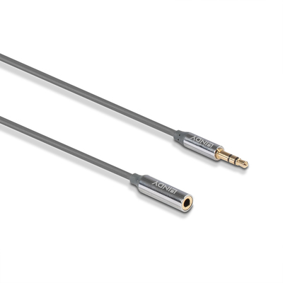 Kábel 3.5mm stereo jack M/F predlžovací 3m, sivý, pozl. konektor, Slim, Cromo Line