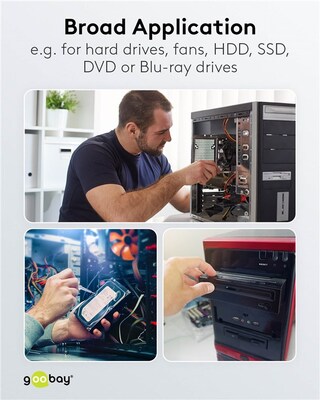 Kábel napájací interný 5,25 Molex M na 2x SATA F