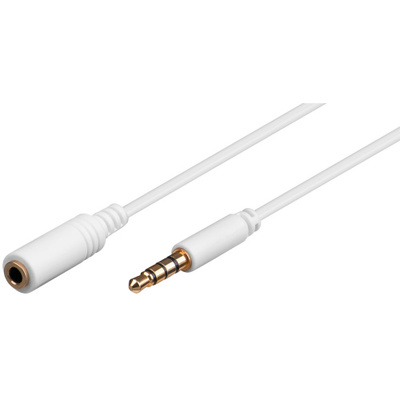 Kábel 3,5mm 4pin audio M/F 1.5m biely, pozl. konektor