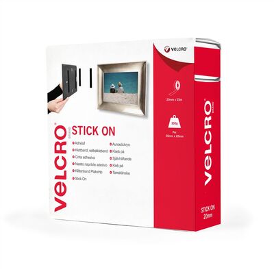 Suchý zips "hook & loop", nalepovací, 25m, šírka 20mm, čierny, VELCRO®