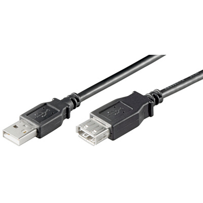 Kábel USB 2.0 A-A M/F 0.3m, High Speed, čierny