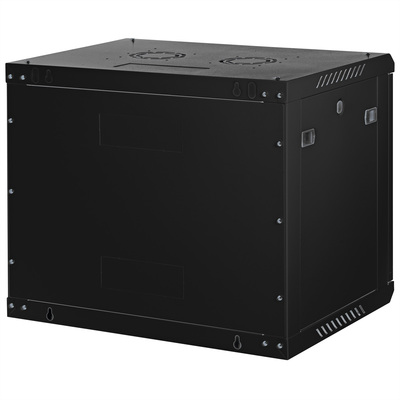 19" Rack na stenu 9U, čierny, 512x600x450mm (HxWxD), odnímateľné bočnice