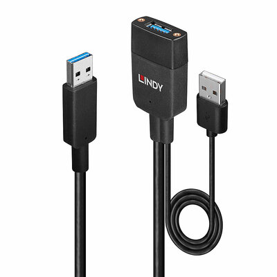 Kábel USB 3.2 Gen 2, A-A M/F 35m, 10Gbps, čierny, predlžovací, AKTÍVNY optický