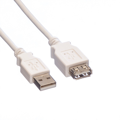 Kábel USB 2.0 A-A M/F 0.8m, High Speed, predlžovací, biely