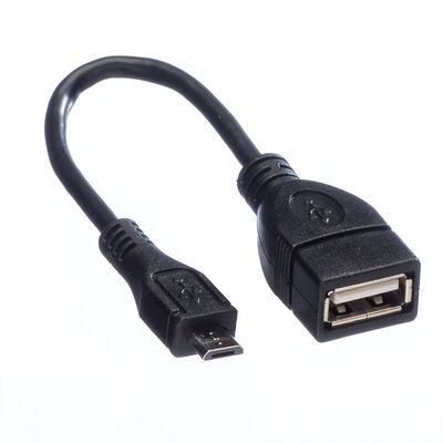 Kábel USB 2.0 A-MICRO-B F/M 0.15m, High Speed, OTG, čierny