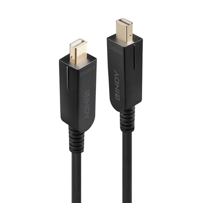 Kábel DisplayPort mini M/M 100m, 8K@60Hz, DP v1.4, 32.4Gbit/s, jednosmerný, optický, + adapéry na DP