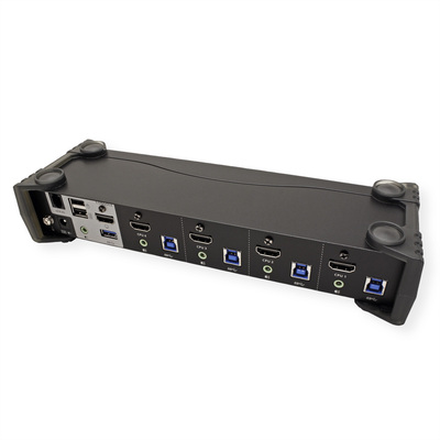 KVM switch/prepínač 4PC, HDMI, USB, USB 3.0 hub, Audio, 4K@60Hz