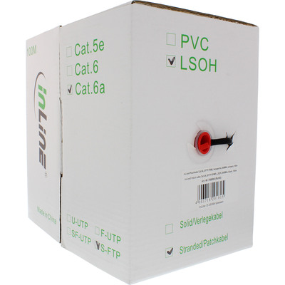 S/FTP (PiMF) lanko LSOH 100m cat.6a, CPR Eca, AWG26, 500Mhz, 10GBase-T, čierny, meď