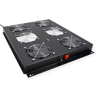 19" Ventilačná jednotka, stropná, 4 vetráky, s termostatom, čierna, RAL9005