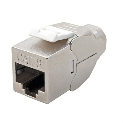 Konektor Keystone cat.8.1, tienený, strieborný, beznástrojový (toolless), SLIM