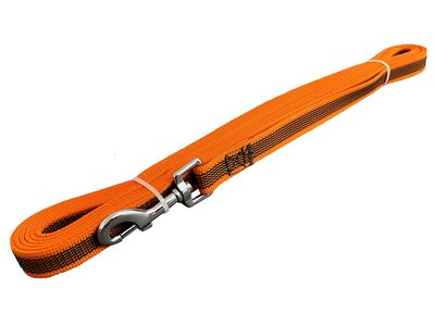 Vodítko stopovacie bez uška pogumované, 20mm/10m, chrómová karabína, oranžové