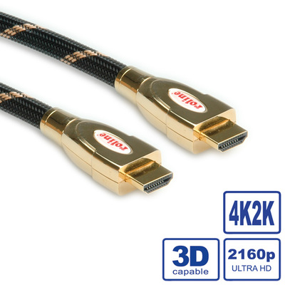 Kábel HDMI M/M 1m, High Speed+Eth, HDMI 2.0, 4K@60Hz 18G, pozl. konektor, čierny/zlatý, Gold