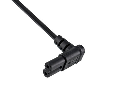 Kábel sieťový 230V, 2pin vidlica (CEE7/16) priama - C7 (2pin) zahnutý, 2m, 0.75mm², 2.5A, čierny
