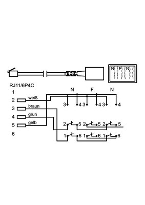 Adaptér telefónny RJ11/TAE NFN M/F kábel 0.2m, čierny, 10ks/bal