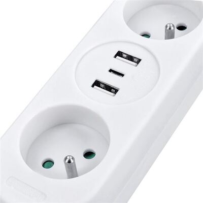 Predlžovačka 1.5m s 2 zásuvkami, 1.00mm², USB nabíjačka (2x USB A + 1x USB C) 17W, biela