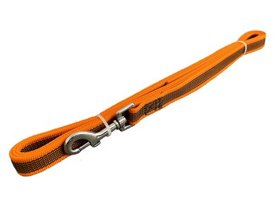 Vodítko stopovacie bez uška pogumované, 20mm/10m, chrómová karabína, oranžové