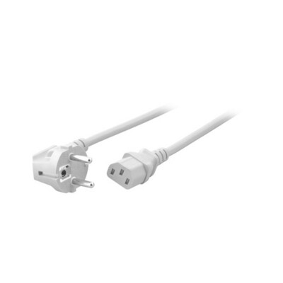 Kábel sieťový 230V, vidlica (CEE7/7) lomená - C13, 1.8m, 0.75mm², 10A, biely