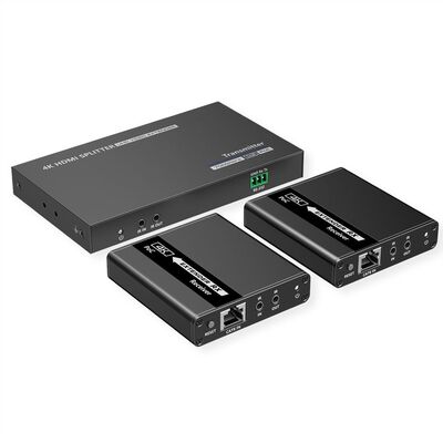 Predĺženie HDMI cez TP do 40m, Video distribútor/splitter 1IN/2OUT (4K@30Hz), IR, čierny