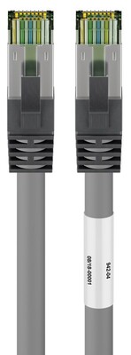 S/FTP (PiMF) Patchkábel LSOH 0.25m cat.8.1, sivý, Cu, 40GBit/s, 2000MHz