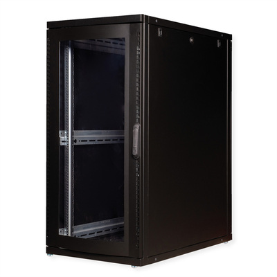 19" Rack na podlahu 26U, 1260x600x1000mm (HxWxD), PRO, Plexiglas, čierny