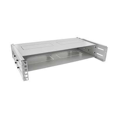 19" Mini skriňa ramova s krytom 2U, nastavitelná hĺbka: 240 - 400mm, svetlosivá, RAL7035