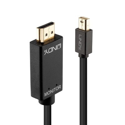 Kábel DisplayPort mini na HDMI M/M 3m, jednosmerný, max. 3840x2160@30Hz, čierny