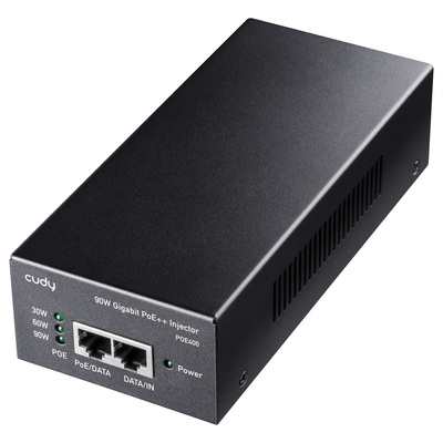 PoE+ Injector, Gigabit, 1port, 90W, 802.3af/at, čierny, CUDY