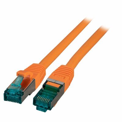 S/FTP (PiMF) Patchkábel LSOH 0.5m cat.6a, oranžový, Cu