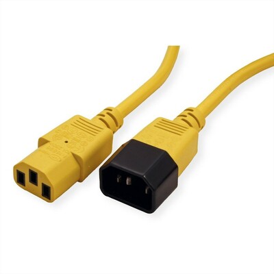 Kábel sieťový 230V predlžovací, C13 - C14, 0.8m, 0.75mm², 10A, žltý