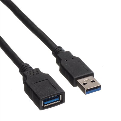 Kábel USB 3.2 Gen 1, A-A M/F 0.8m, 5Gbps, predlžovací, čierny