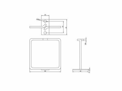 19" vyväzovacie oko 80x80mm, nerez, predný vstup