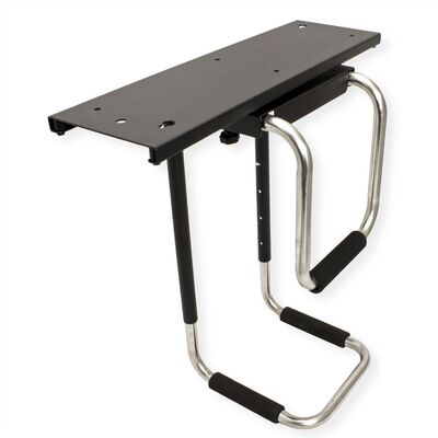 Držiak PC pod dosku stola, max 30kg pre PC široké 123-253mm, výška 357-557mm, otočný, čierny/sivý