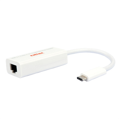 Adaptér USB 3.1 Typ C na RJ45 (Gigabit Ethernet), 10cm, biely