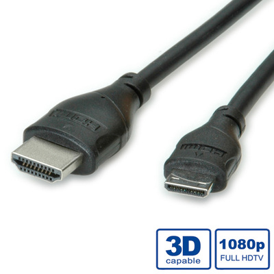 Kábel HDMI/HDMI mini M/M 0.8m, High Speed+Eth, 4K@30Hz, HDMI 1.4, čierny