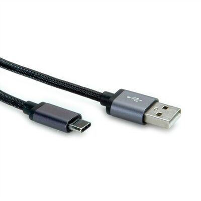 Kábel USB 2.0 Typ C AM/CM 1.8m, High Speed, čierny, kovové krytky
