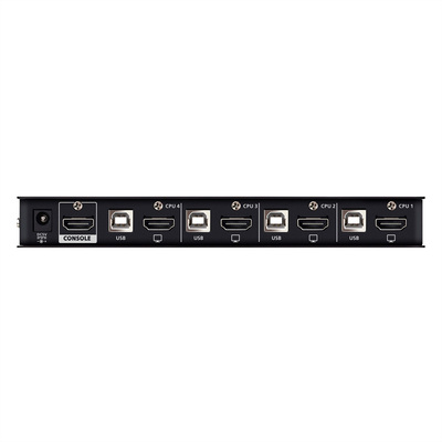 KVM switch/prepínač 4PC, HDMI, USB 2.0, hub, audio, 4K@60Hz, čierny