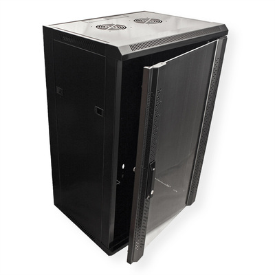 19" Rack na stenu 18U, čierny, 910x570x450mm (HxWxD), odnímateľné bočnice