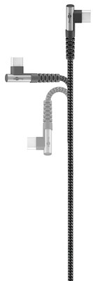 Kábel USB 2.0 Typ C AM/CM 1m, High Speed, Power Delivery 60w 20V3A, čierny/sivý, zahnutý 90°