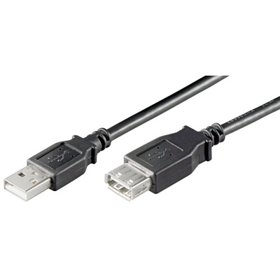 Kábel USB 2.0 A-A M/F 1.8m, High Speed, čierny, predlžovací,
