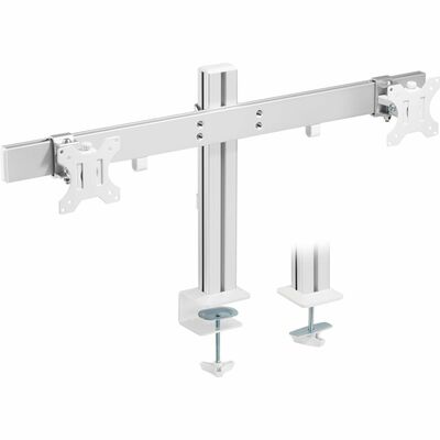 Slatwall držiak pre 2x monitor na stôl, úchyt o dosku, max 16kg, výška 427mm,  biely