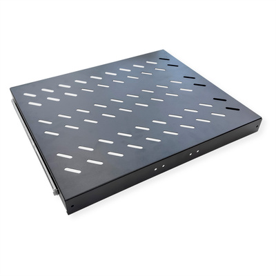 19" Polica výsuvná 700mm, max.25 kg, 1U, sada skrutiek a podložiek v balení, čierna