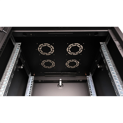 19" Rack na podlahu 22U, 1125x600x600mm (HxWxD), BASIC, sklenené dvere, čierny