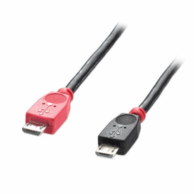 Kábel USB 2.0 MICRO-B M/M 0.5m, High Speed, OTG, čierny