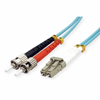 Fiber kábel LC-ST, 5m Duplex OM3(50/125µm), 2.8mm, tyrkysový