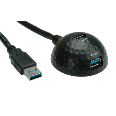 Kábel USB 3.0 A-A M/F 1.5m, Super Speed, čierny ťažítko s magnetom
