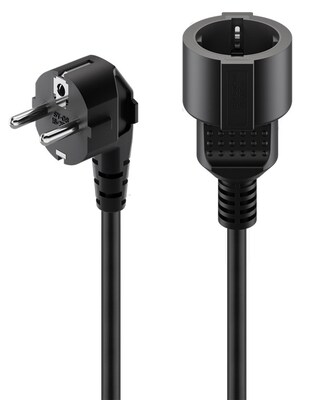 Predlžovačka 2m s 1 zásuvkou SCHUKO, 1.5mm², čierna