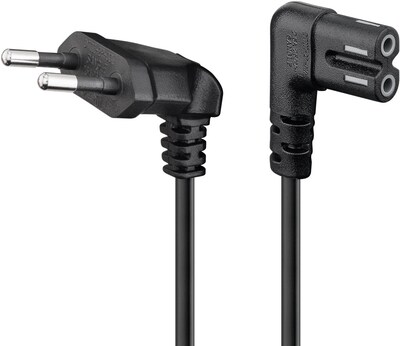 Kábel sieťový 230V, 2pin vidlica (CEE7/16) lomená - C7 (2pin) zahnutý, 1.5m, 0.75mm², 2.5A, čier.SON