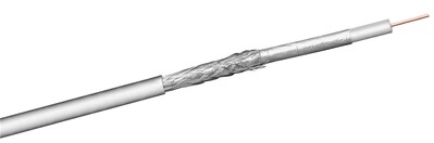 Kábel koax. návin 100m, RG59, 75 Ohm, 2x tienený, 100 dB, 6.8mm, Cu, biely