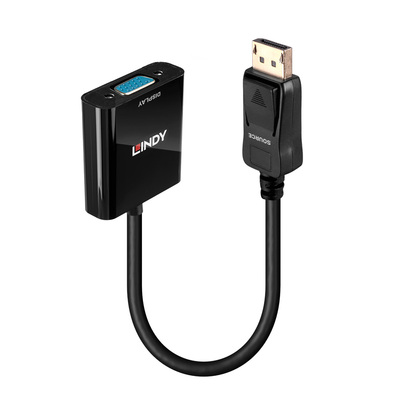 Adaptér DisplayPort/VGA, 15cm čierny, DP ver. 1.2