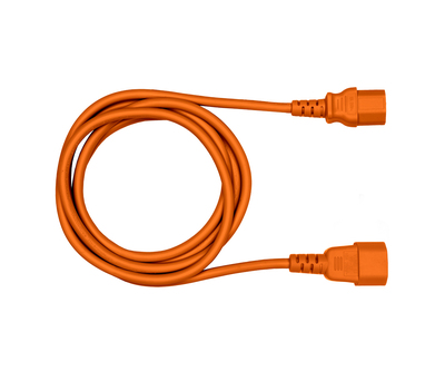 Kábel sieťový 230V predlžovací, C14 - C15, 2m, 1.00mm², 10A, oranžový